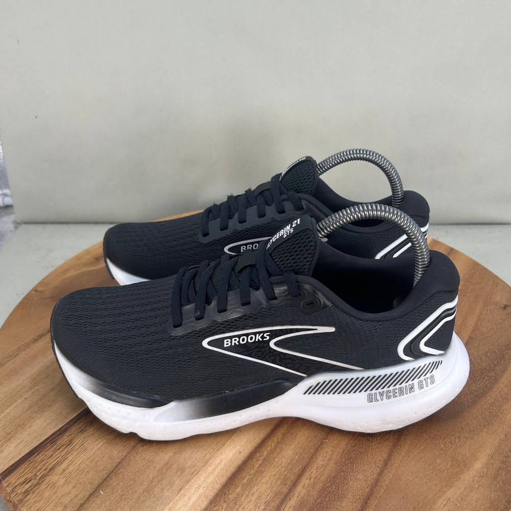 Brooks Glycerin GTS 21 Womens Size 8.5 Black White Running Shoes 1204091B090 - Picture 3 of 8